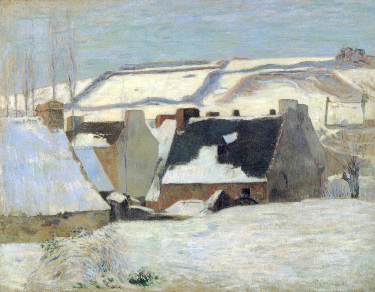 Aldeia bretã na neve de Paul Gauguin
