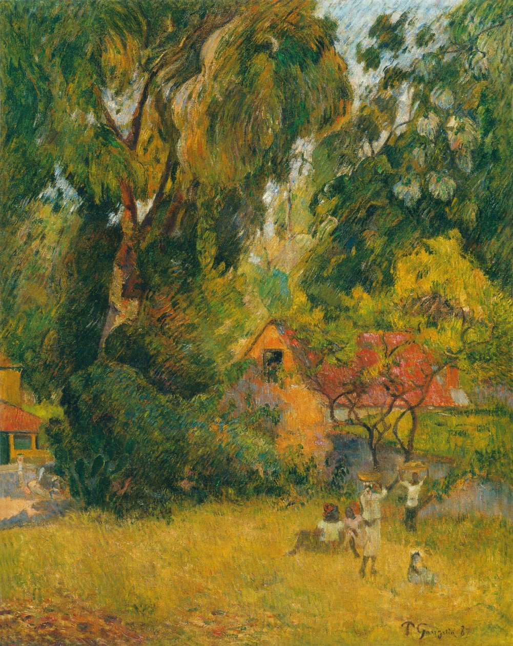 Cabanas sob as árvores de Paul Gauguin