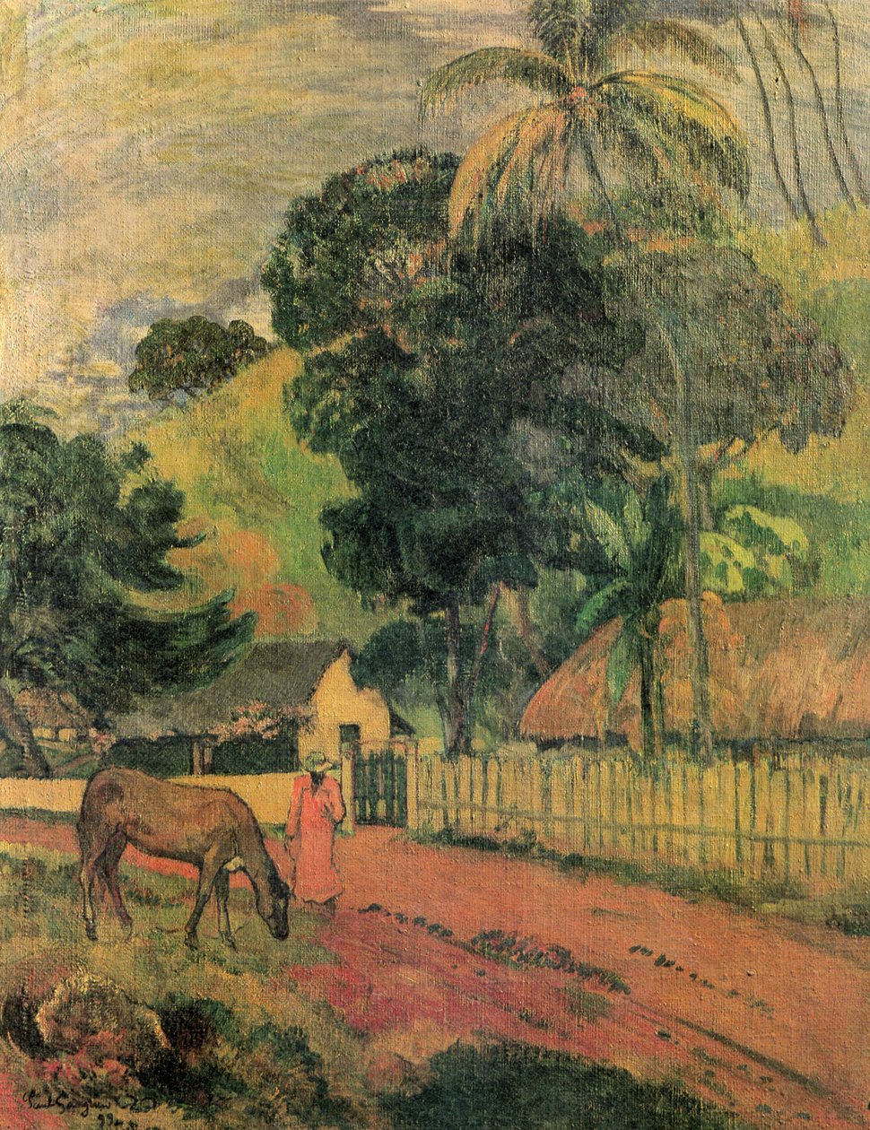 Paisagem (cavalo a caminho) de Paul Gauguin