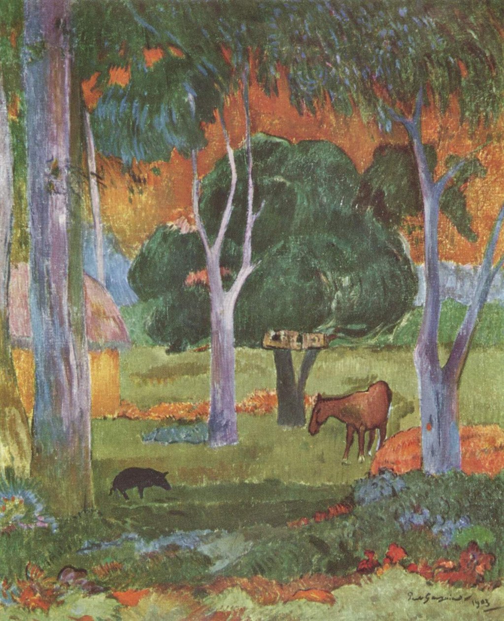 Paisagem em La Dominique de Paul Gauguin