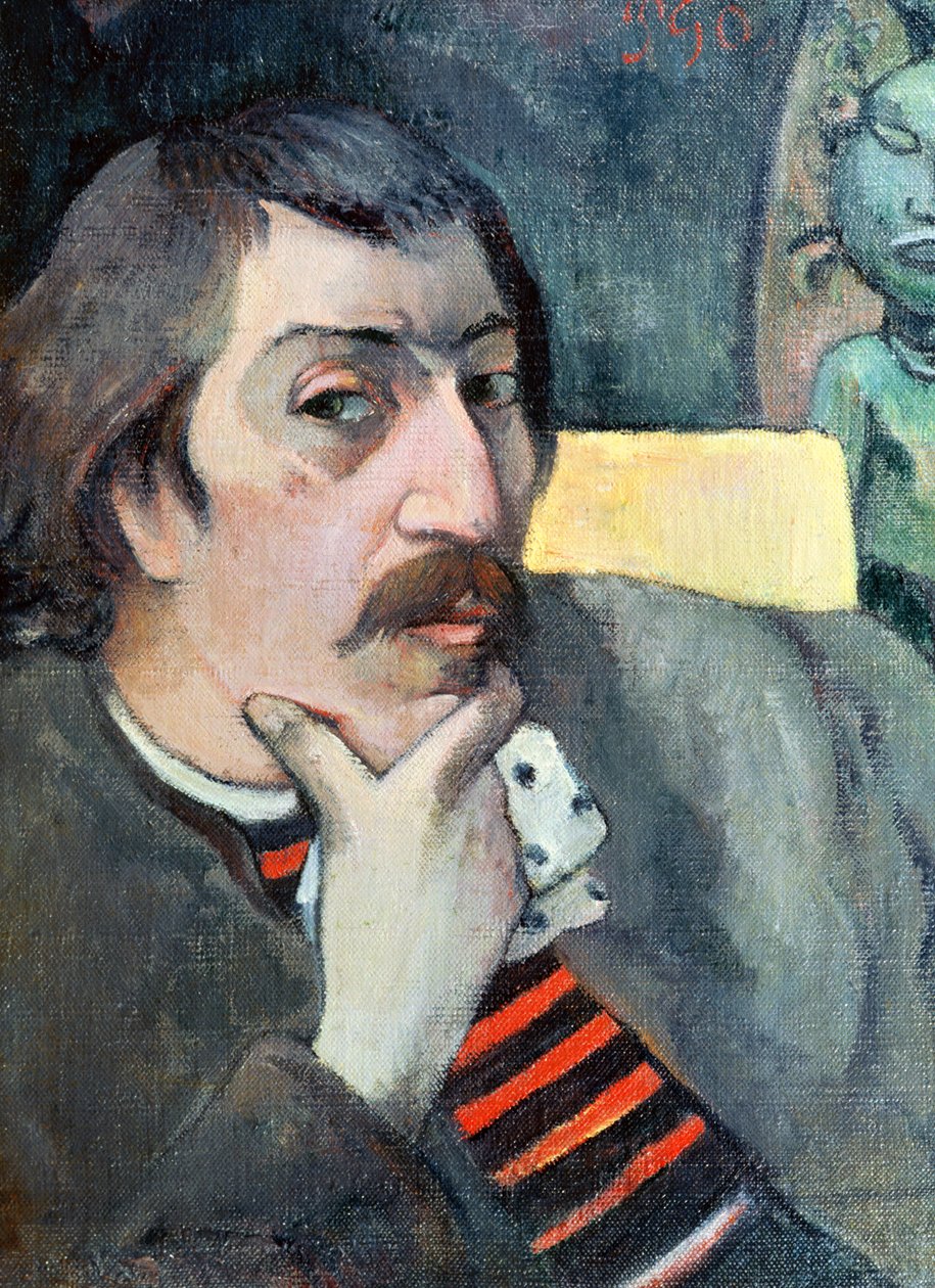 Retrato do Artista com o Ídolo, c.1893 de Paul Gauguin