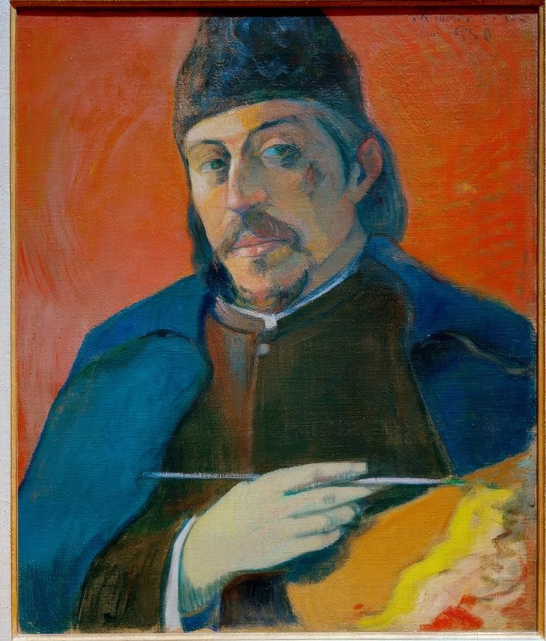 Auto-retrato com paleta de Paul Gauguin