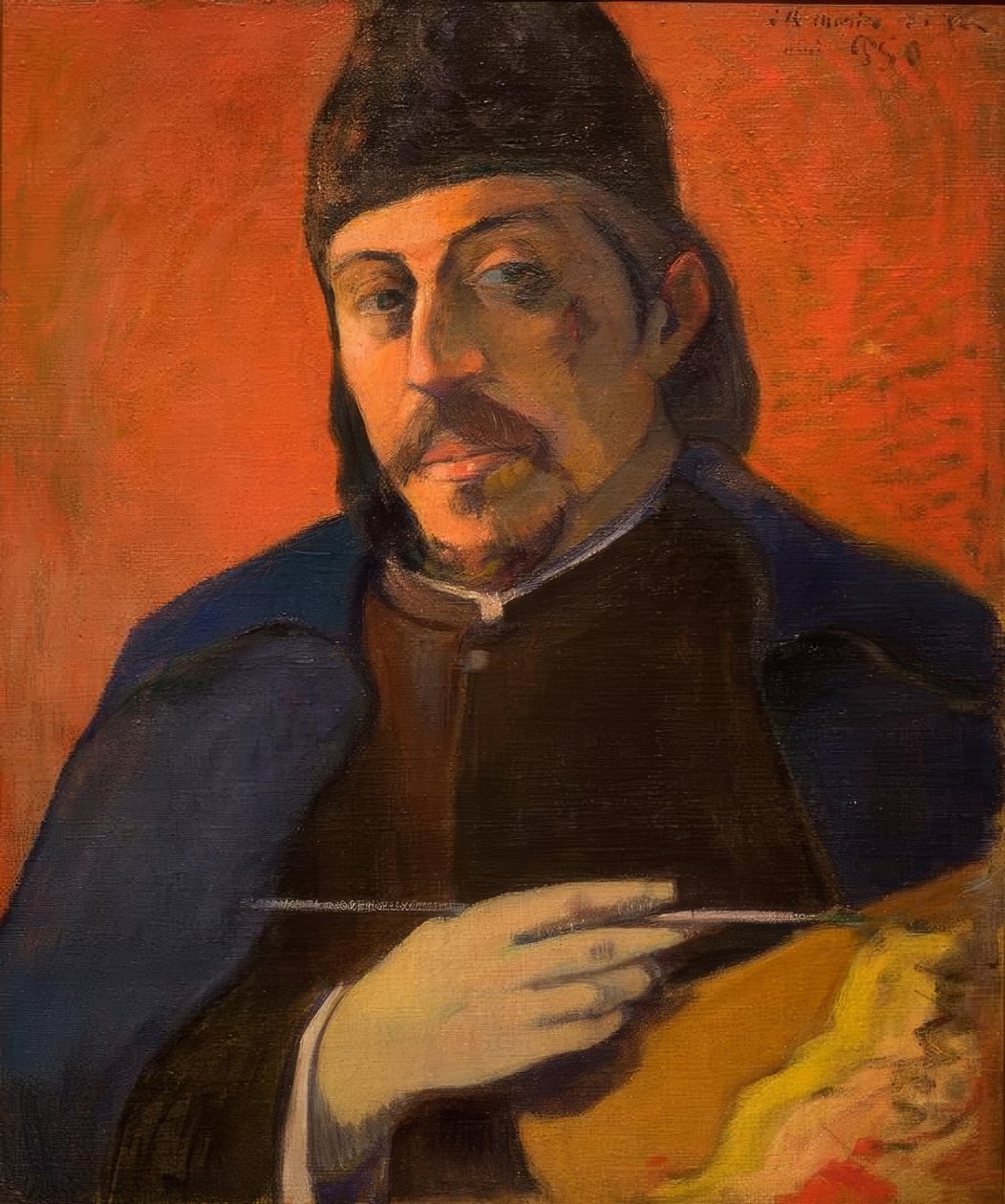 Auto-retrato com paleta de Paul Gauguin