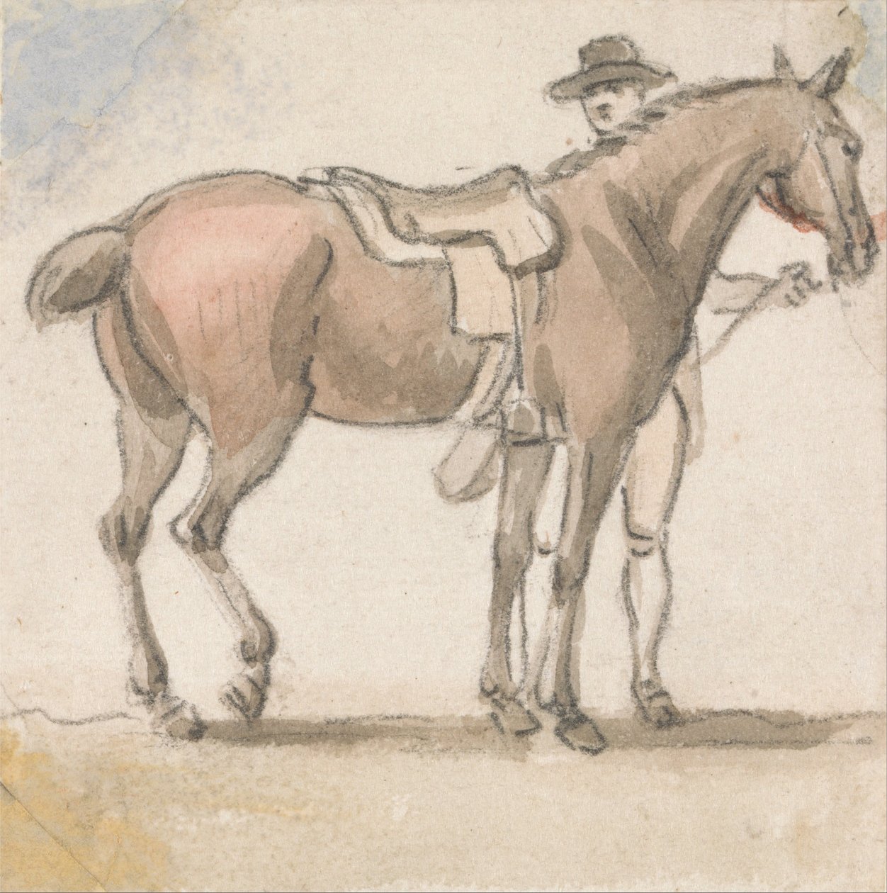 Um homem e um cavalo selado de Paul Sandby