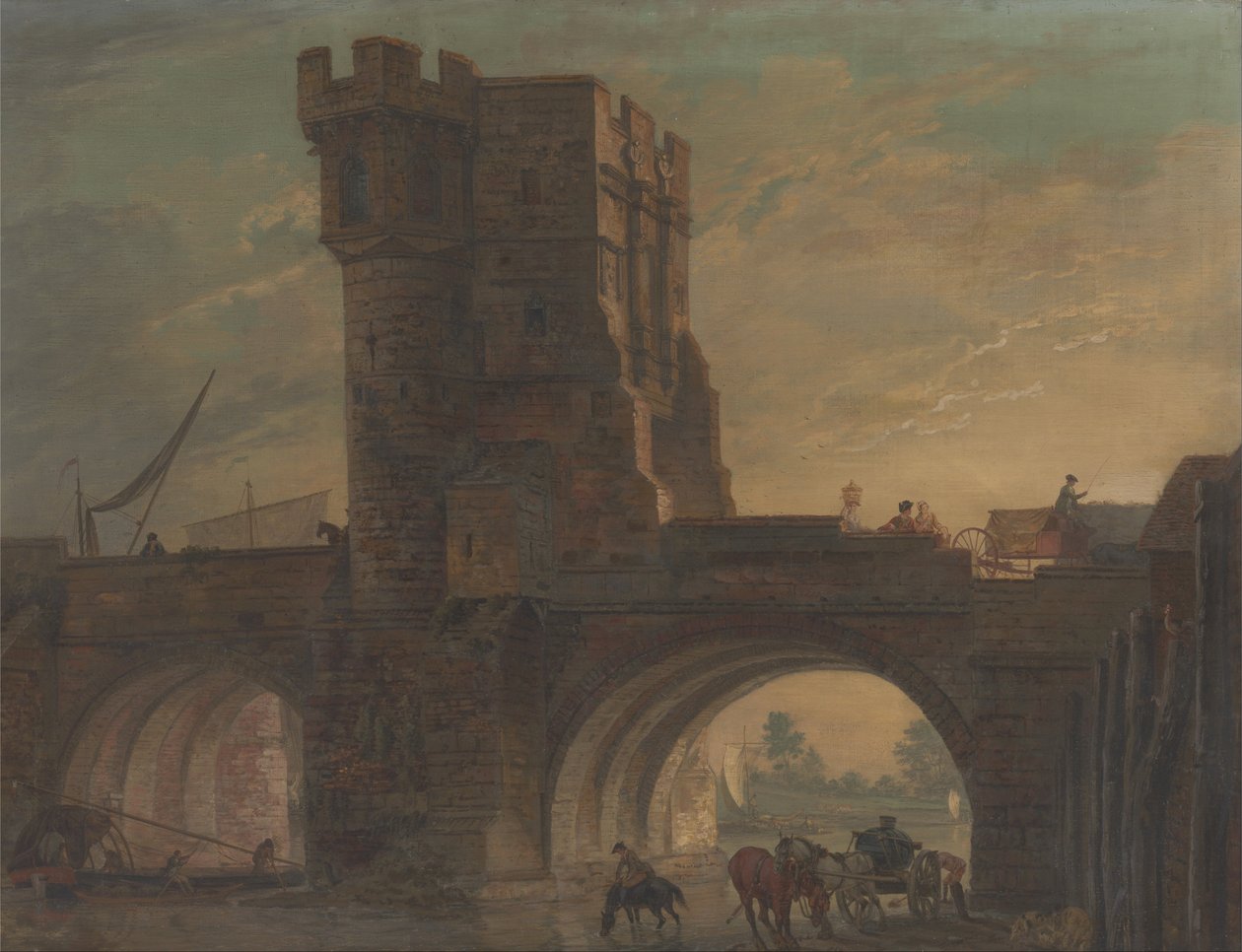 Ponte velha em shrewsbury de Paul Sandby