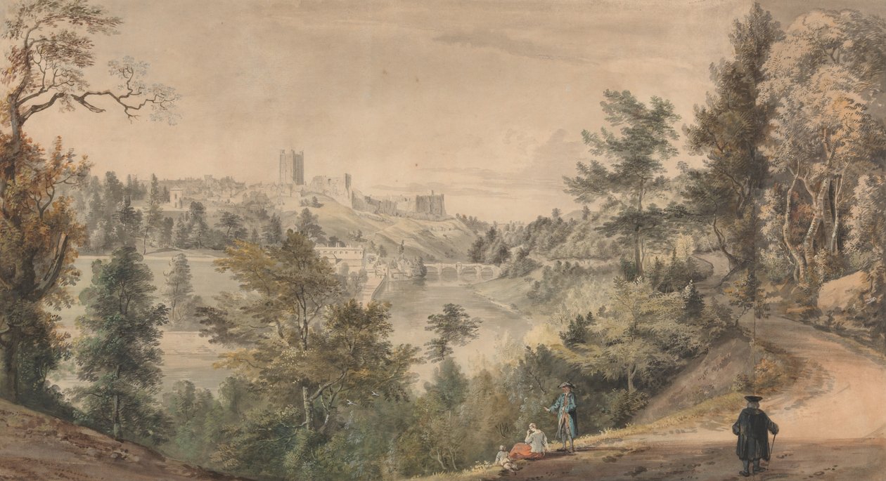 Vista, de, richmond, castelo, yorkshire de Paul Sandby