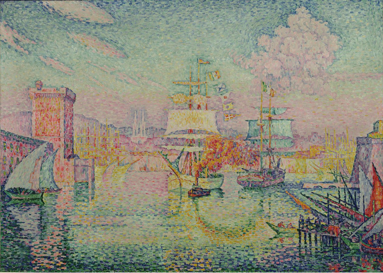 Entrada para o porto de Marselha, 1918 de Paul Signac
