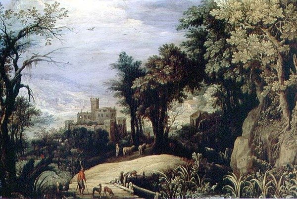 Paisagem com Caçadores de Paul Brill or Bril