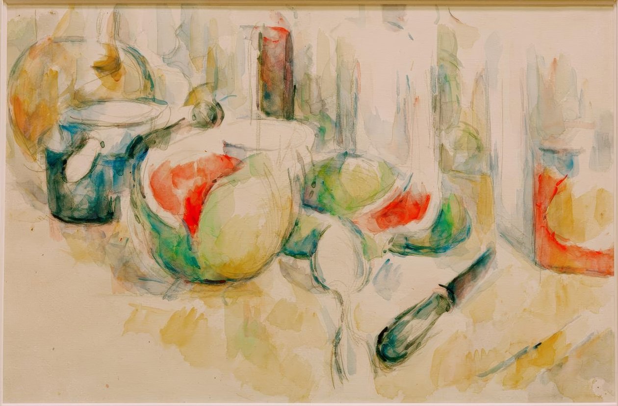 Ainda vida com melancia de Paul Cézanne