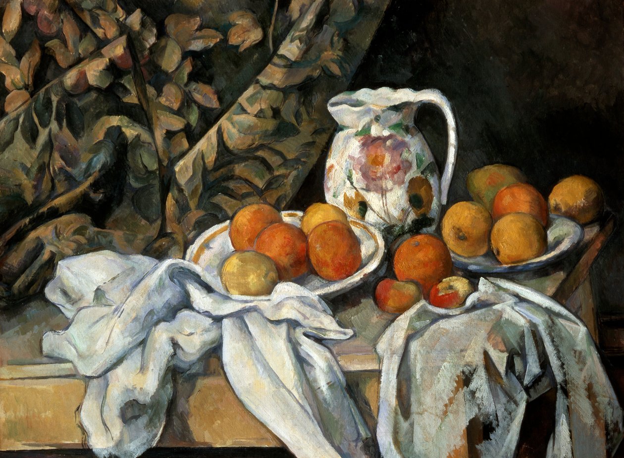 Ainda vida com cortinas, c1895 de Paul Cézanne
