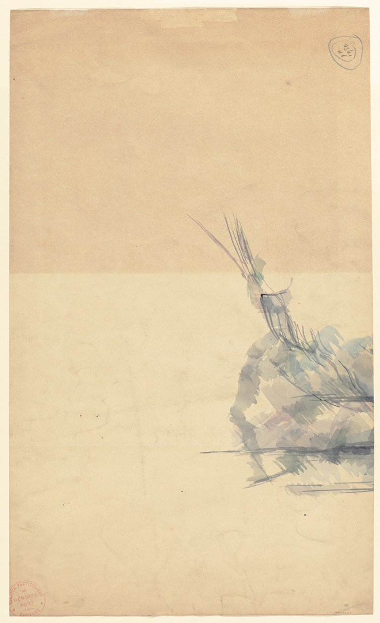 Estudo de uma Rocha [verso] de Paul Cézanne