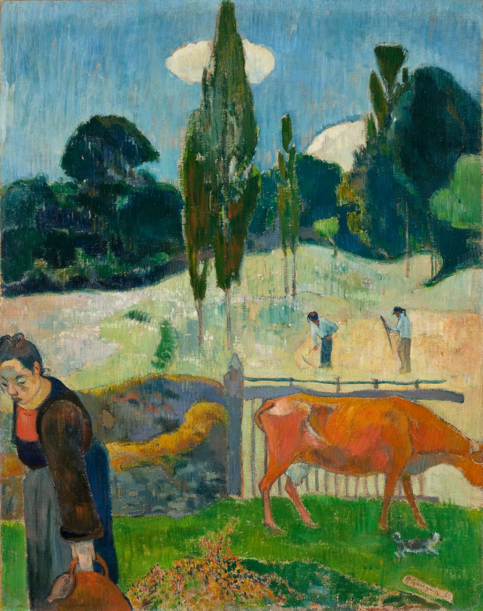 Francês:  La vache rouge A vaca vermelha de Paul Gauguin