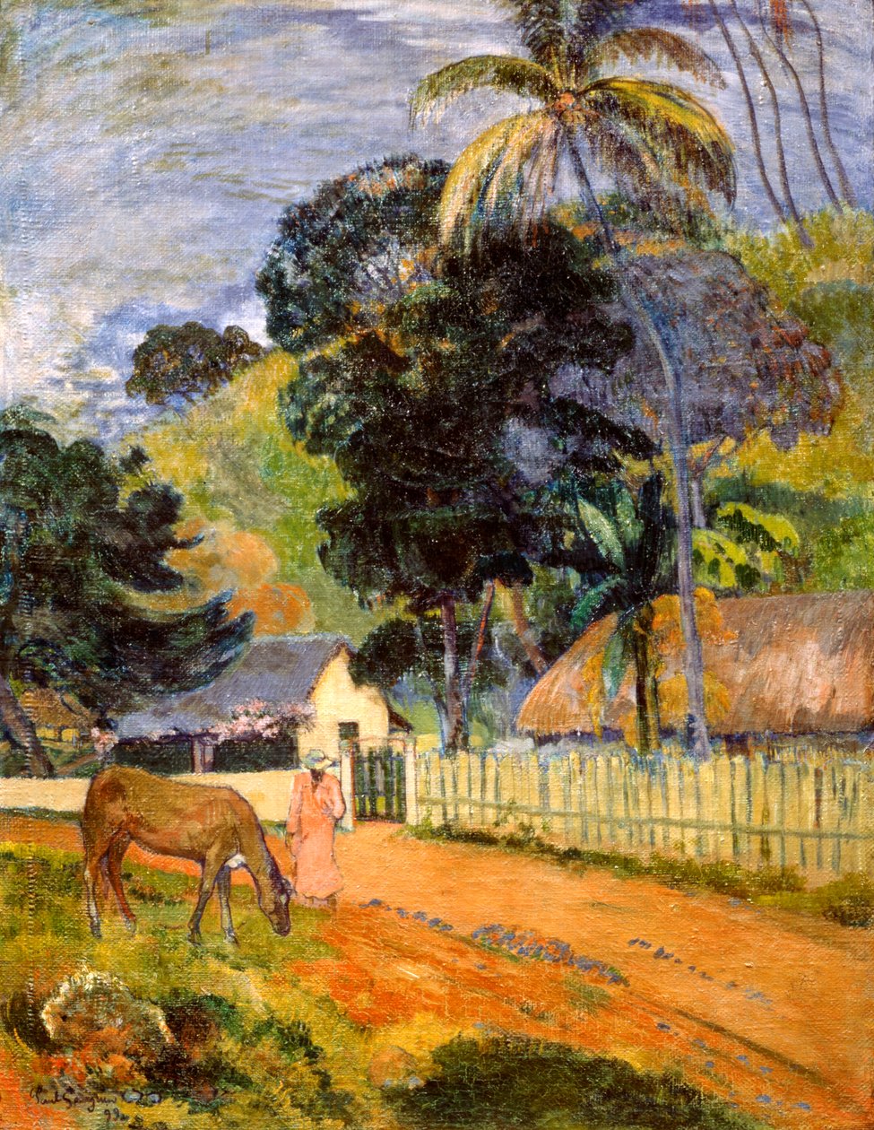 Cavalo na estrada, paisagem do Taiti, 1899 | Paul Gauguin