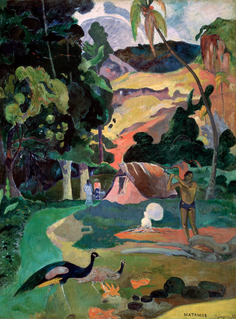 Morte de Matamoe. Paisagem com pavões, 1892 de Paul Gauguin