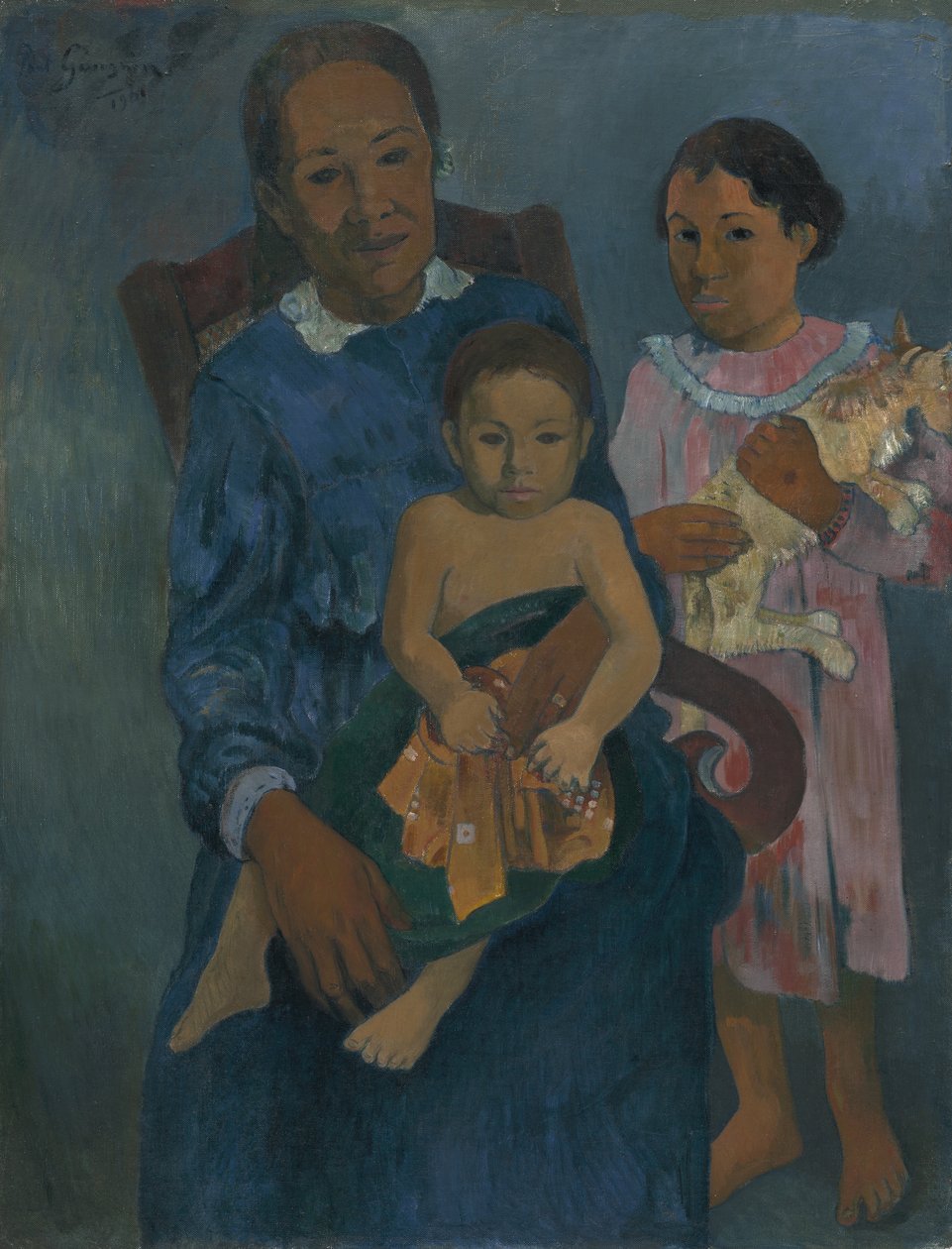 Mulher polinésia com filhos, 1901 de Paul Gauguin