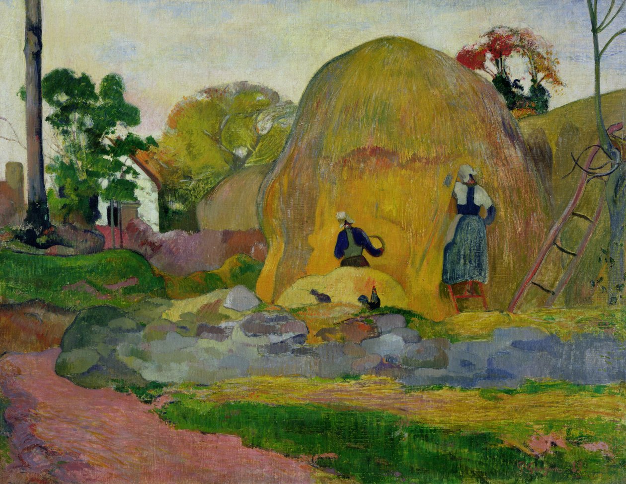 Monte de feno amarelo ou colheita dourada, 1889 de Paul Gauguin