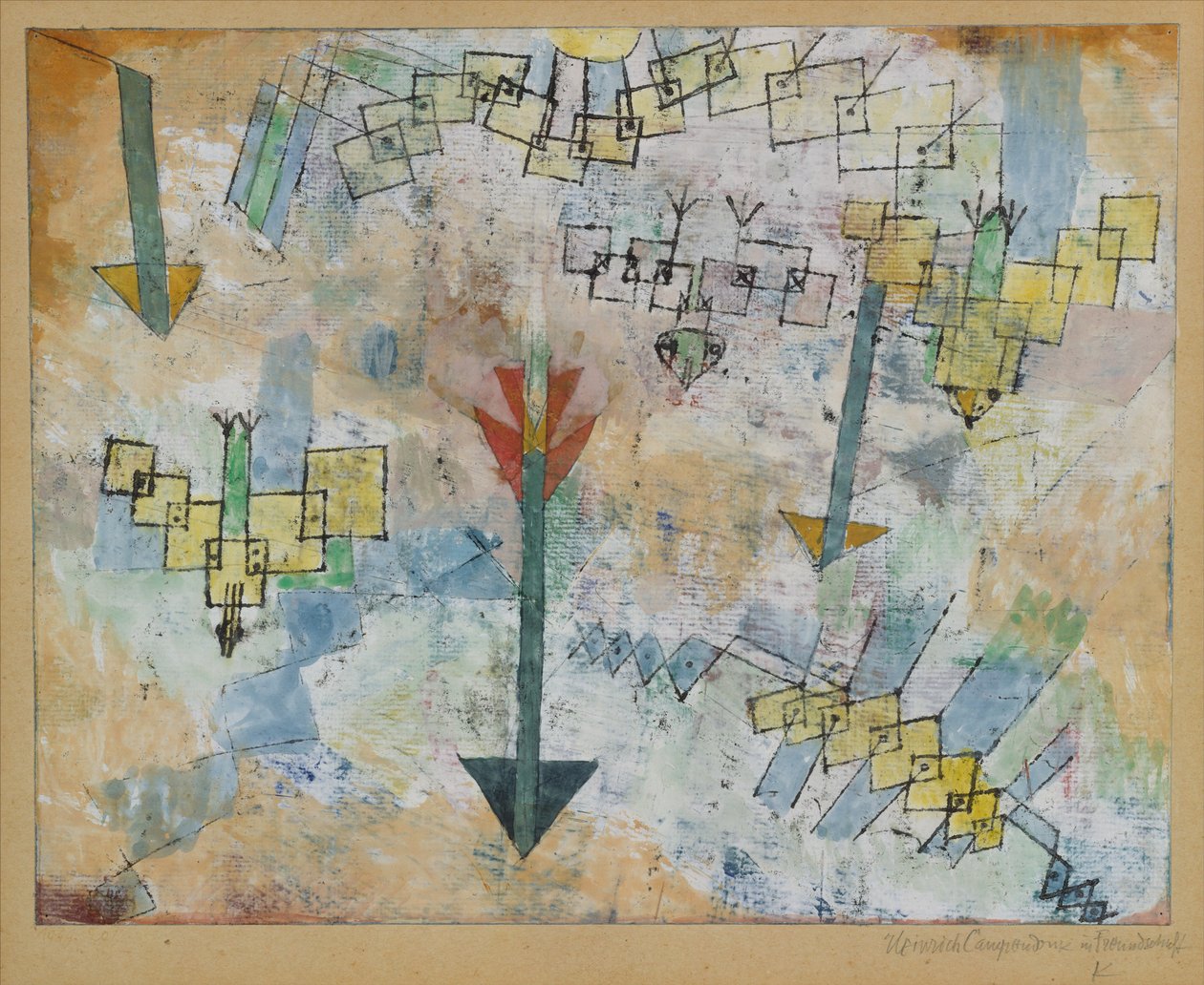 Pássaros a descer e flechas de Paul Klee