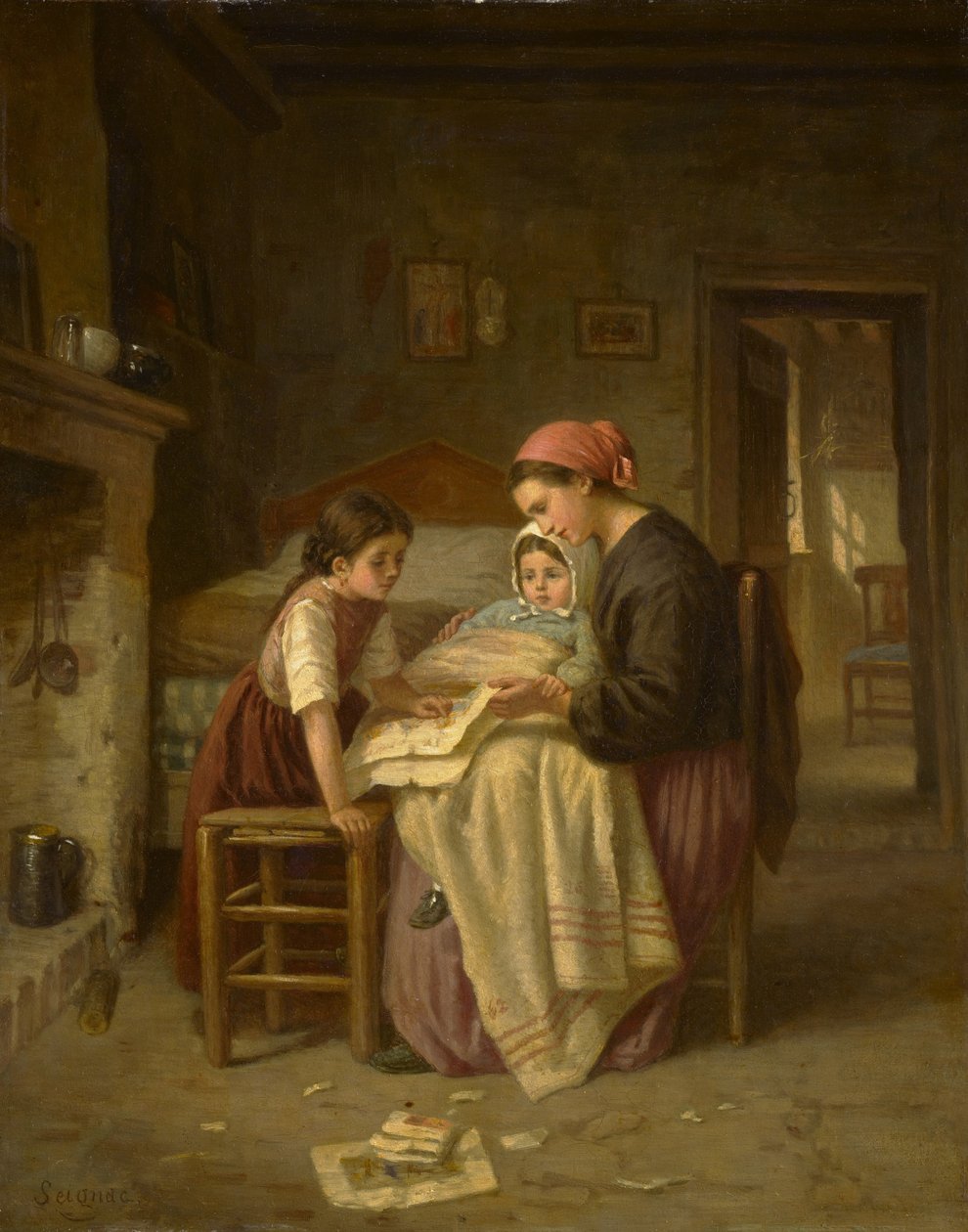 A Criança Doente, c.1870-75 de Paul Seignac