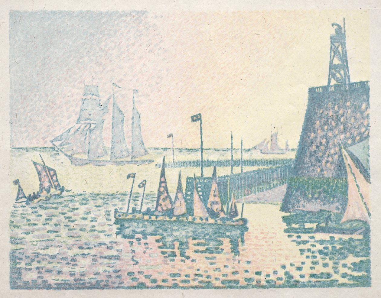 Noite, o cais em Vlissingen de Paul Signac