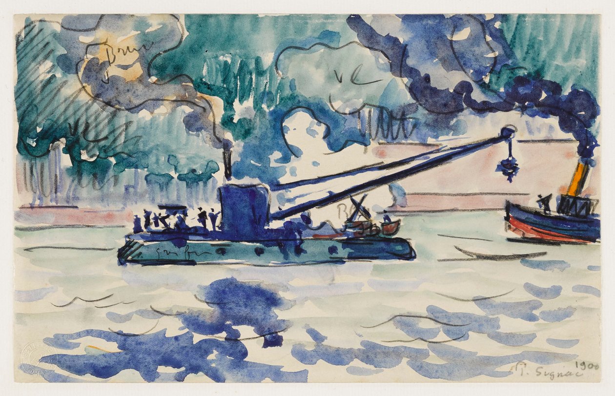 Grua flutuante e rebocador de Paul Signac