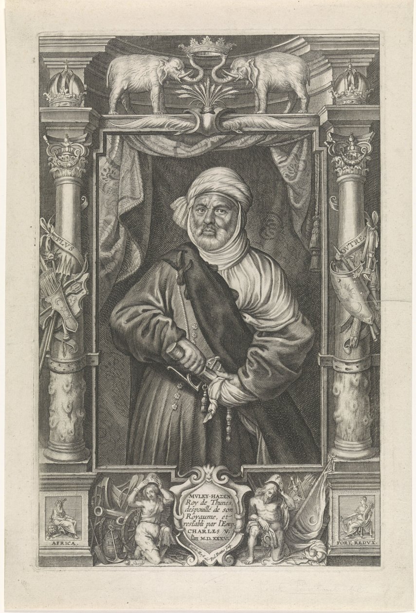 Retrato de Mulay Hasan, rei de Tunis de Paulus Pontius