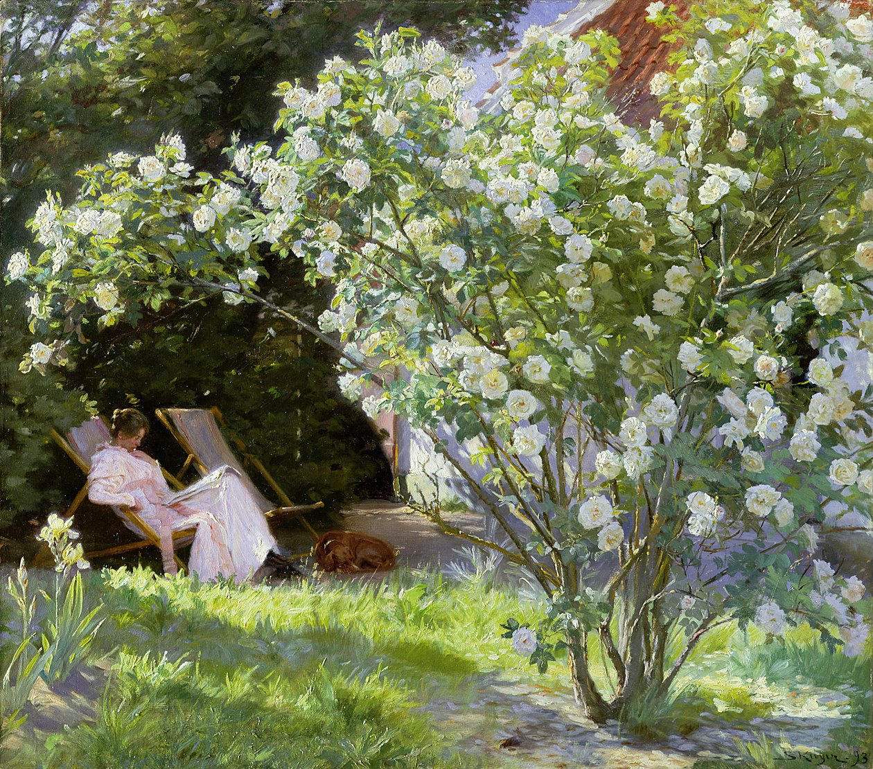 Rosas, ou a esposa de artistas no jardim em Skagen de Peder Severin Krøyer