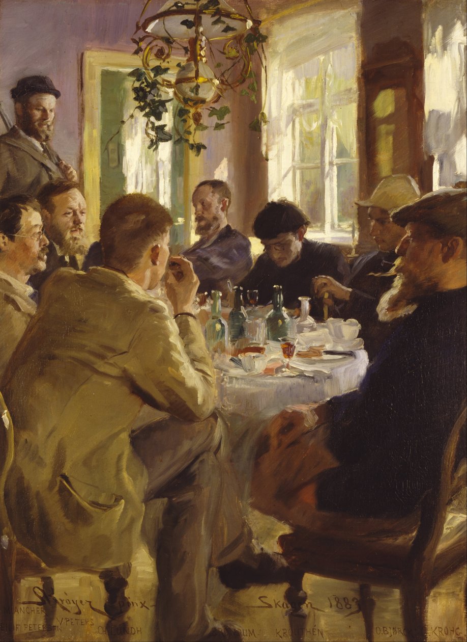 Almoço de artistas no Brøndum&39;s Hotel de Peder Severin Krøyer