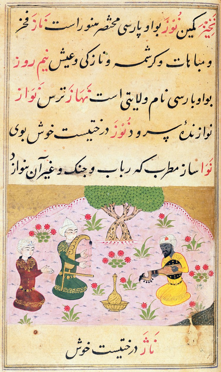 Ou.3299 f.279 Músicos tocando uma melodia (nava) de Persian School