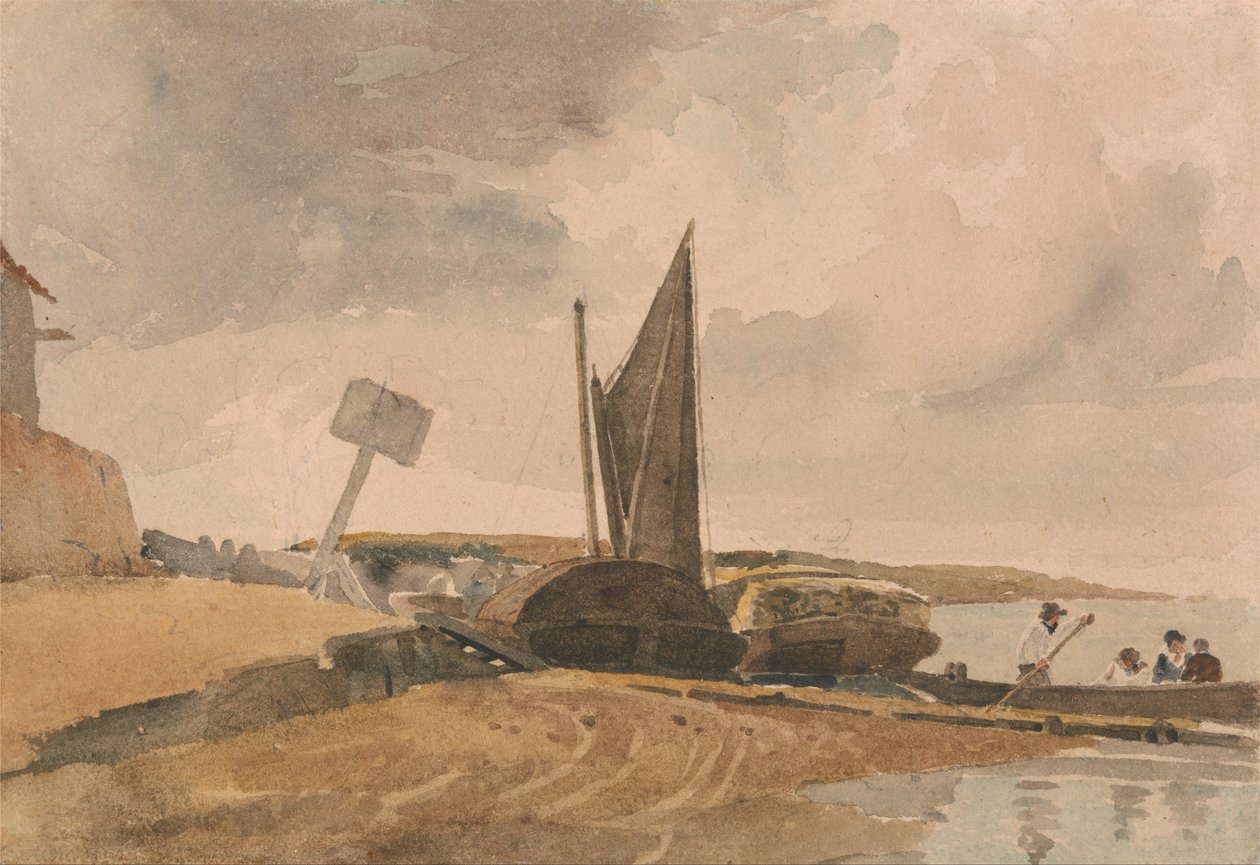 Maré baixa, pouso de barco de Peter de Wint