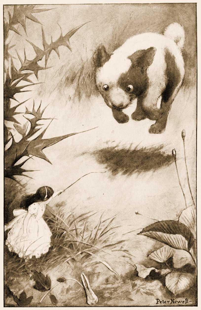 O filhote de cachorro saltou no ar, ilustração para Lewis Carrolls Alices aventuras no país das maravilhas, 1901 de Peter Newell