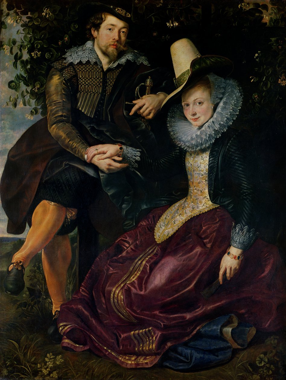 Autorretrato com Isabella Brandt, sua primeira esposa, no pavilhão de madressilvas, c.1609 de Peter Paul Rubens