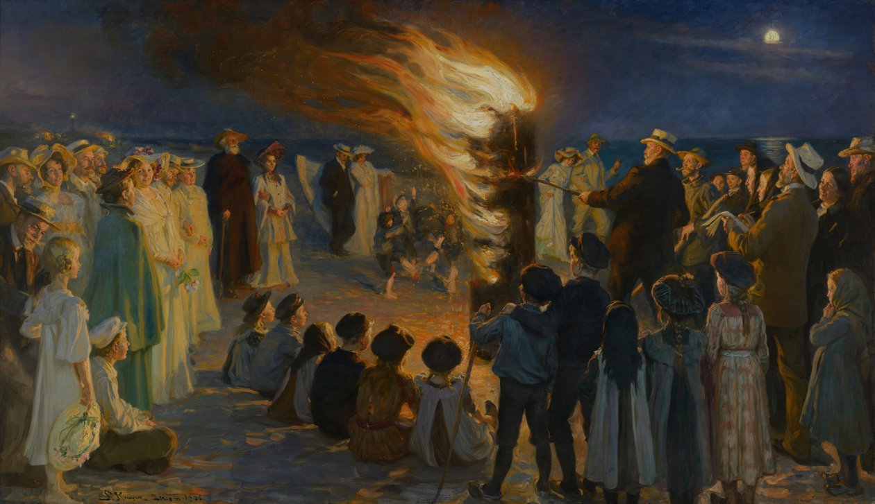 Midsummers Eve Bonfire on Skagens Beach de Peder Severin Krøyer