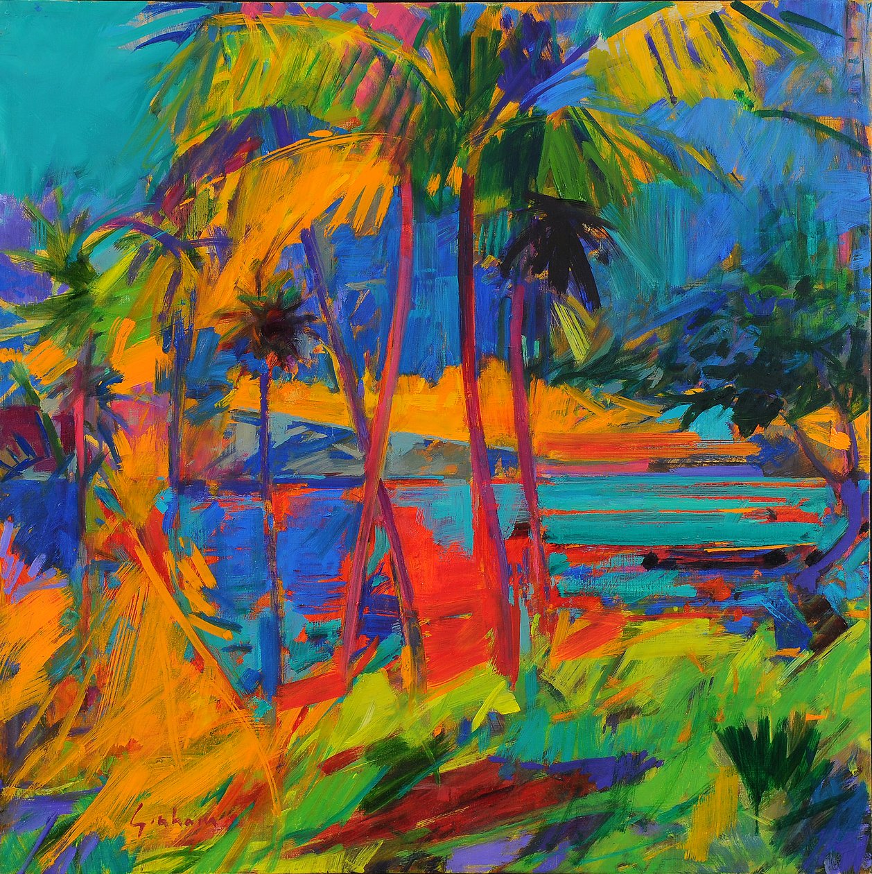 Hawaii Optical, 2024 (óleo sobre tela) de Peter Graham