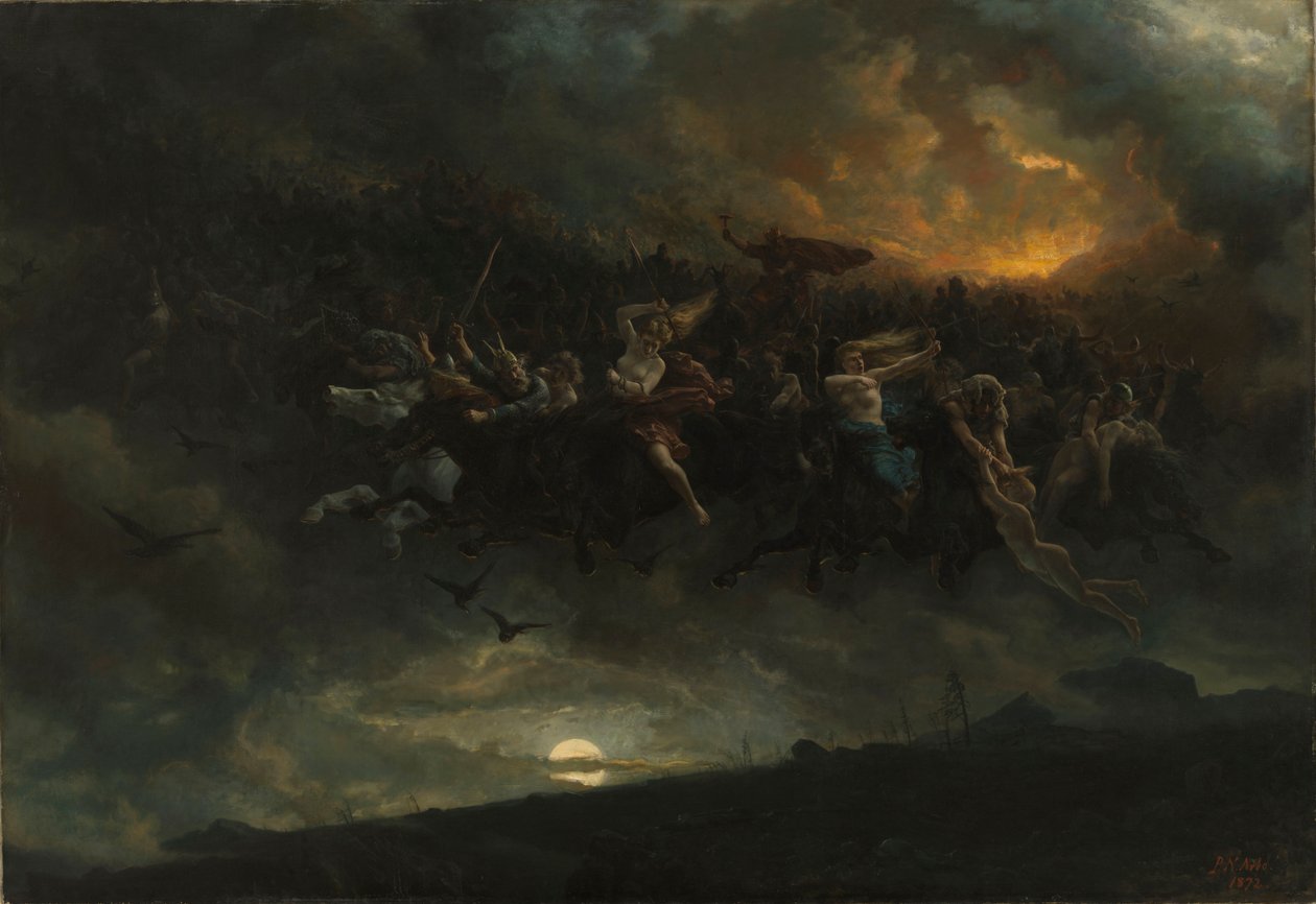 The Wild Hunt for Odin, 1872. de Peter Nicolai Arbo