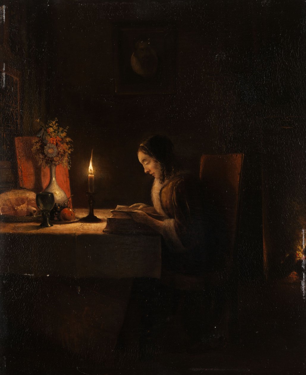 Leitura à luz de velas de Petrus van Schendel