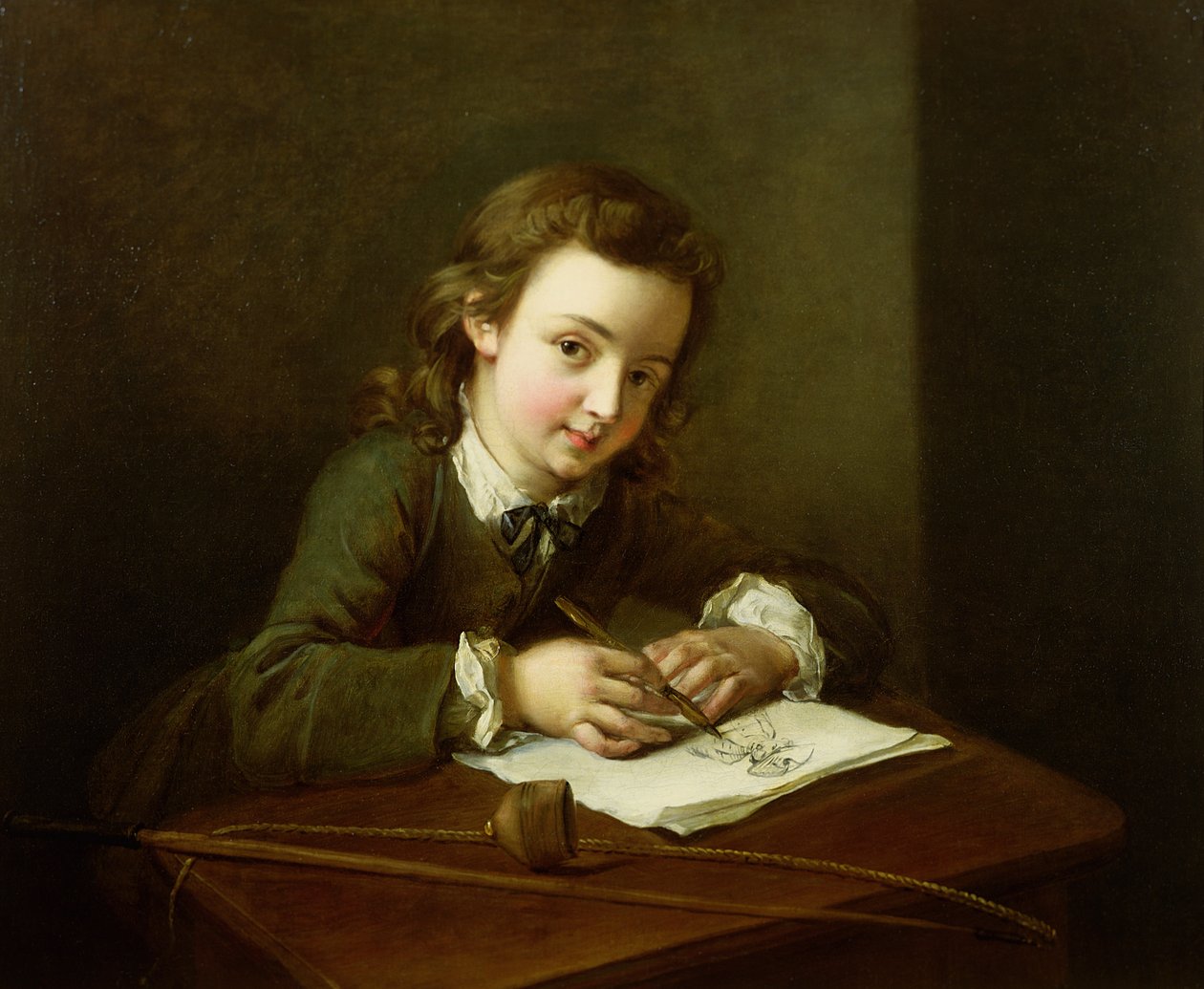 Menino, desenho, tabela de Philippe Mercier