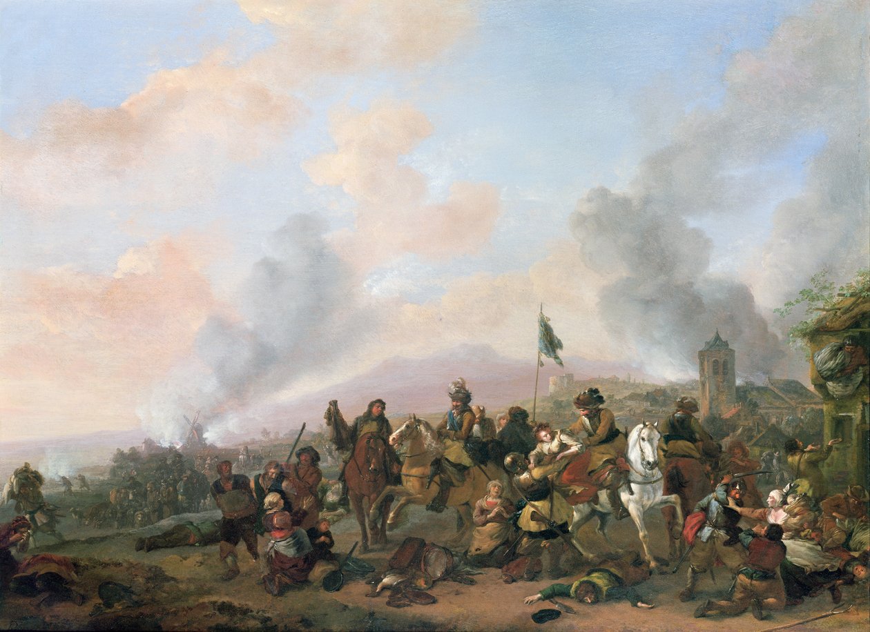 O saque de uma aldeia de Philips Wouwerman