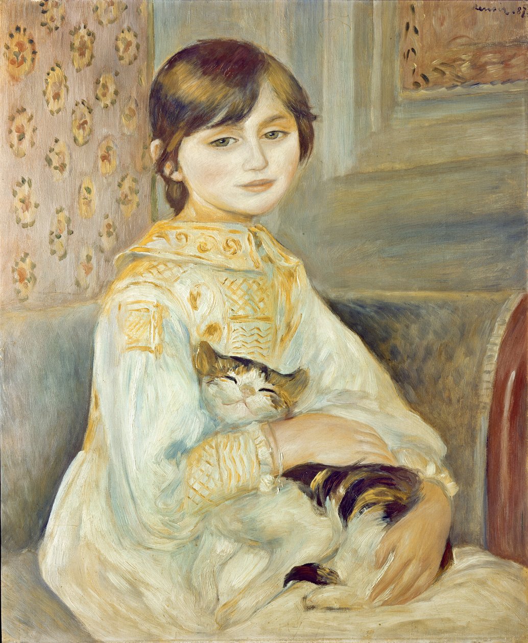 Julie Manet com Cat, 1887 de Pierre Auguste Renoir