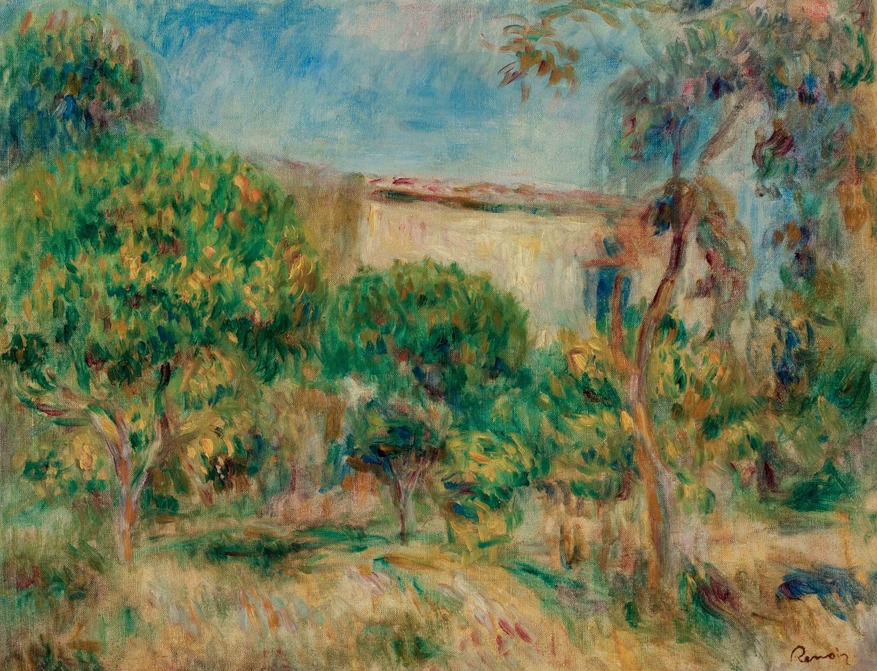 Paisagem, vista da casa da fazenda de Pierre Auguste Renoir