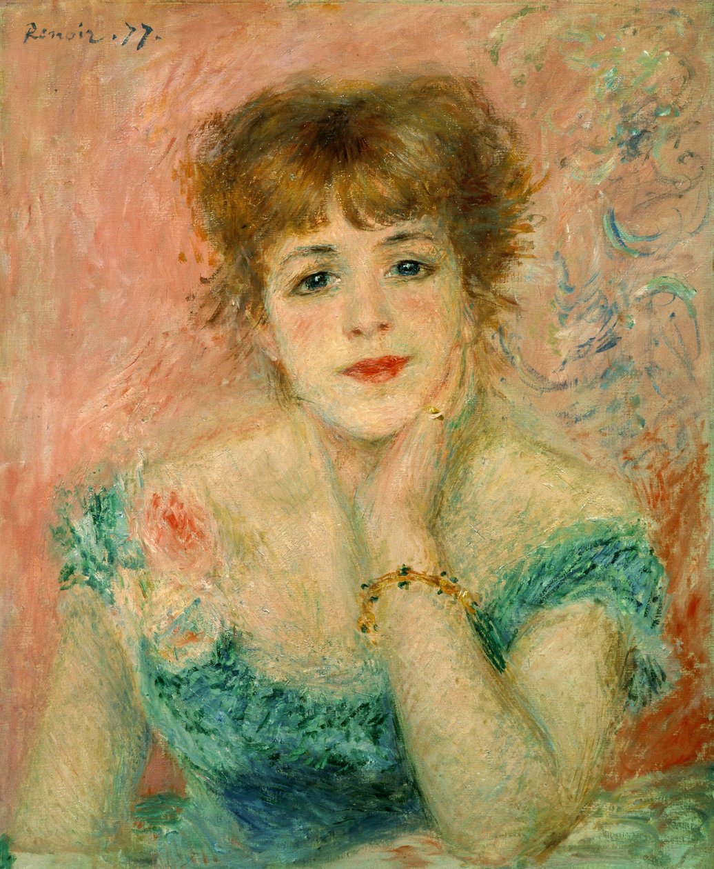 Retrato da atriz Jeanne Samary, 1877 (estudo) de Pierre Auguste Renoir