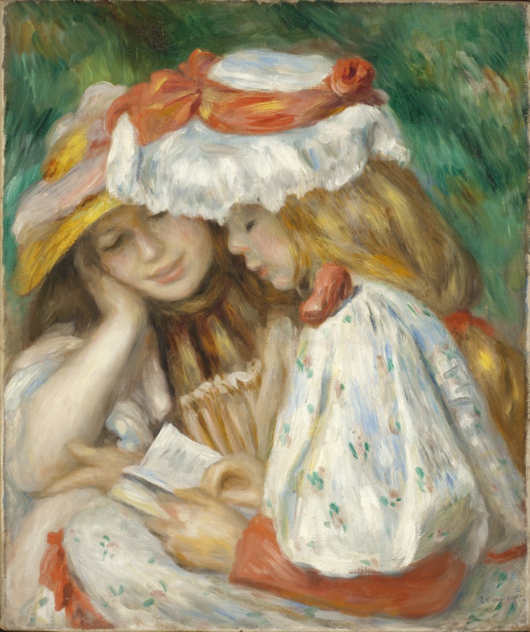 Duas meninas lendo, 1890-1 de Pierre Auguste Renoir