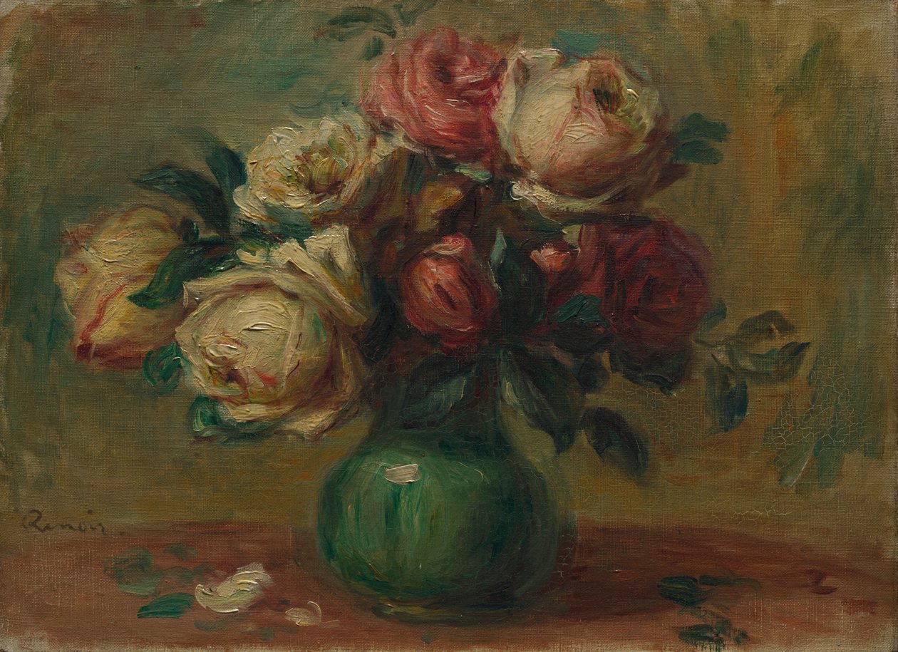 Rosas em um vaso de Pierre Auguste Renoir