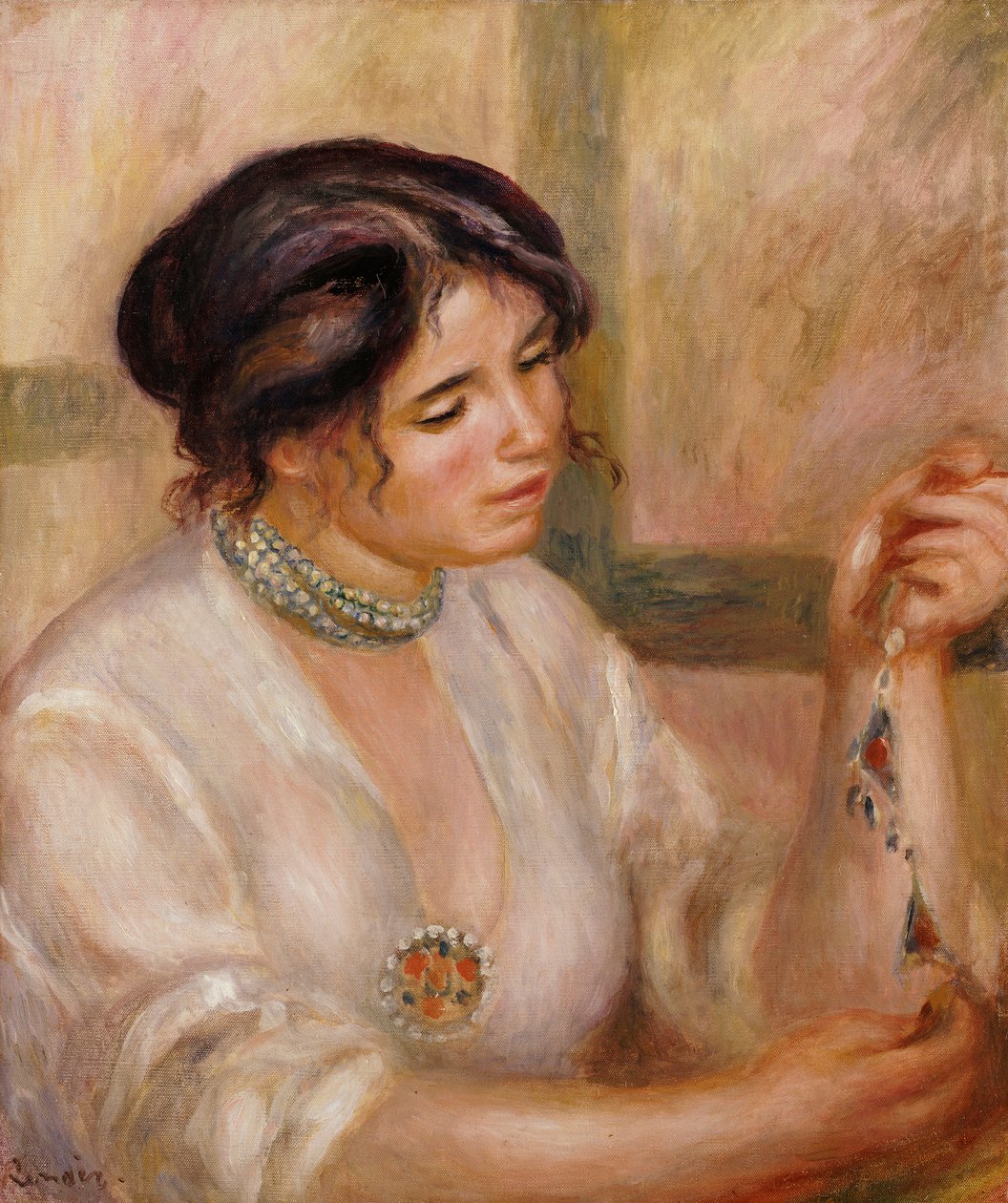 Mulher com um colar de Pierre Auguste Renoir