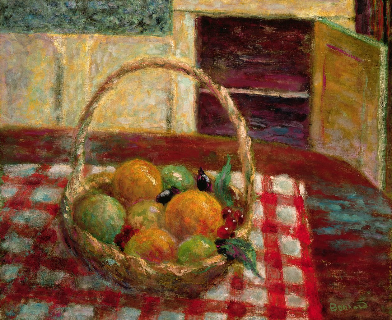 Cesta de frutas em uma mesa de Pierre Bonnard