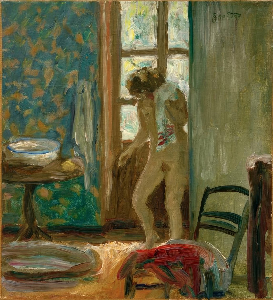 O banheiro. Nu na toalha de Pierre Bonnard
