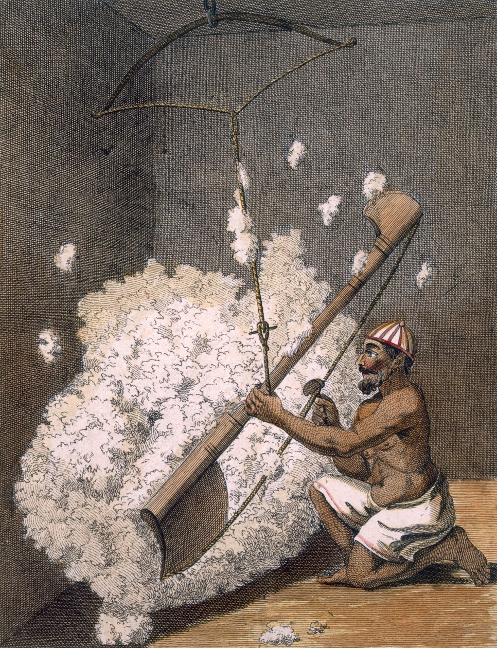 Carding Cotton, 1782. de Pierre Sonnerat