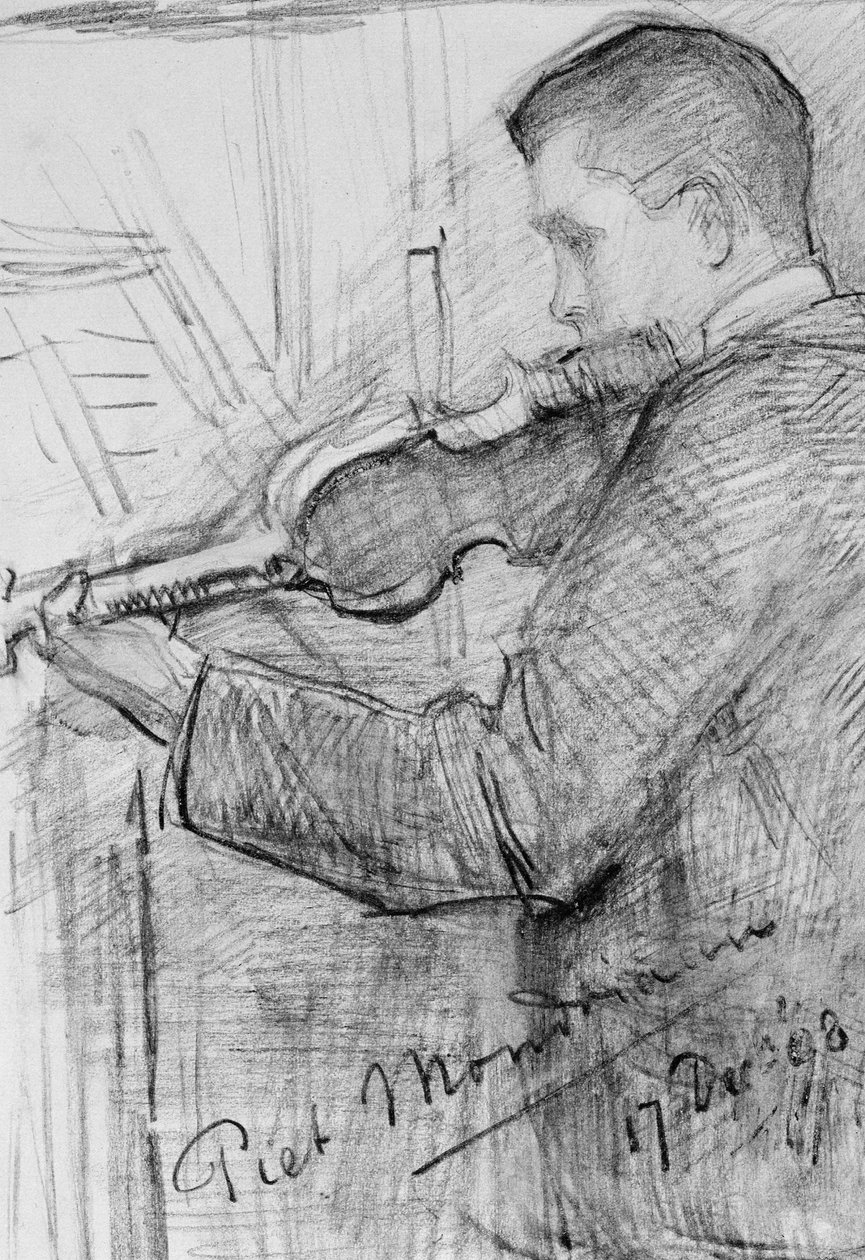 FH Mondriaan tocando violino de Piet Mondrian