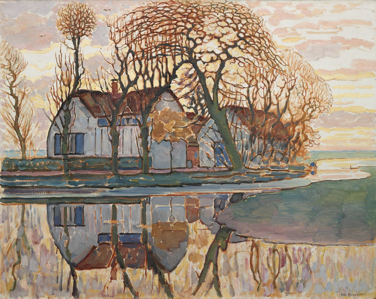Fazenda perto de Duivendrecht, C. 1916 de Piet Mondrian