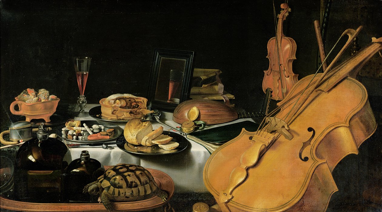 Ainda vida com instrumentos musicais, 1623 de Pieter Claesz