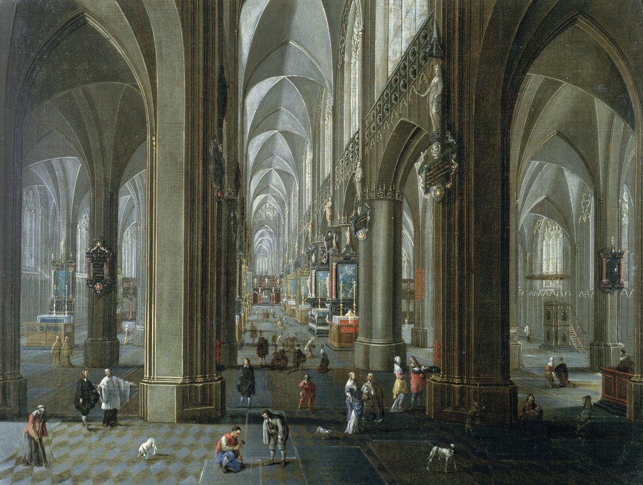 Interior da Catedral de Nossa Senhora da Antuérpia de Pieter the Elder Neeffs